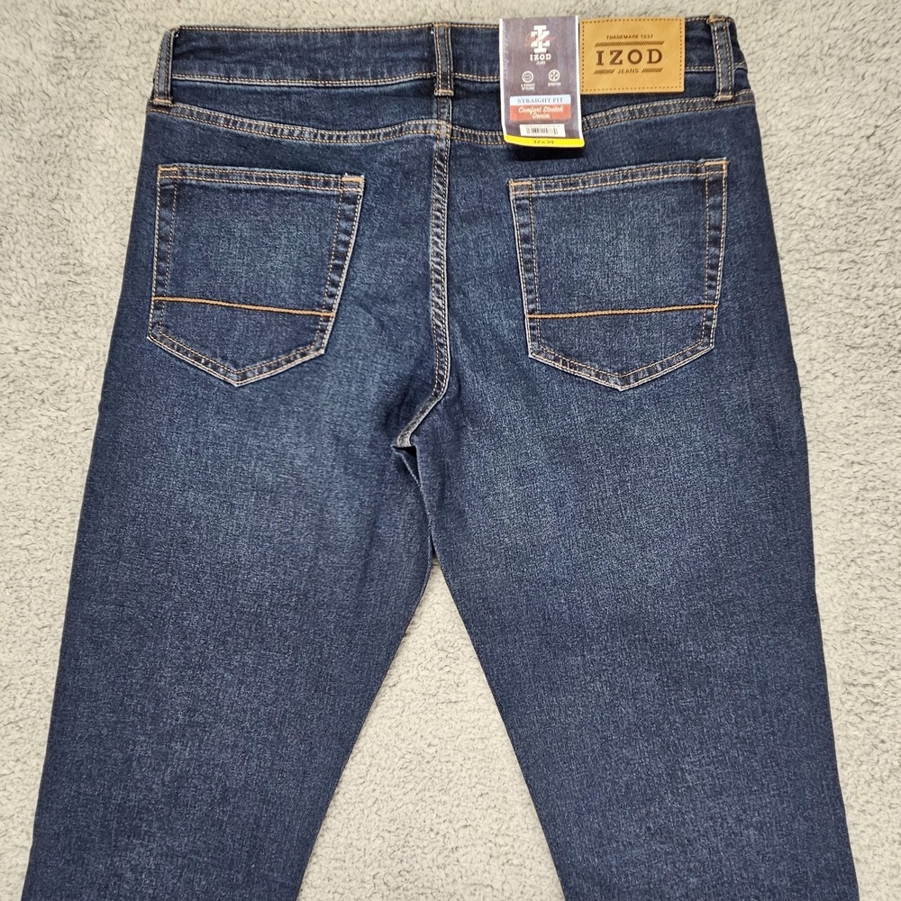 IZOD Saltwater Jeans Men's 32x34 Straight Fit Comfort Stretch Dark Wash Denim - Picture 7 of 13